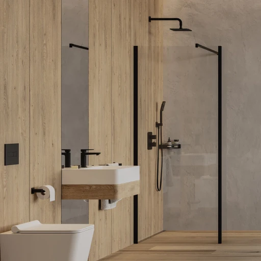 Marina Walk-in-Dusche, mit Seitenwand, 90 x 30 cm Schwarz matt / klarglas (BLMTR) MA9030BLTR