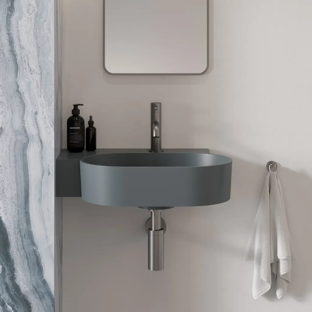 OVO M+ Aufsatz- und Wandwaschtisch - links,Ash grey matt (AG)55 x 36 cm OVO555UWLAG