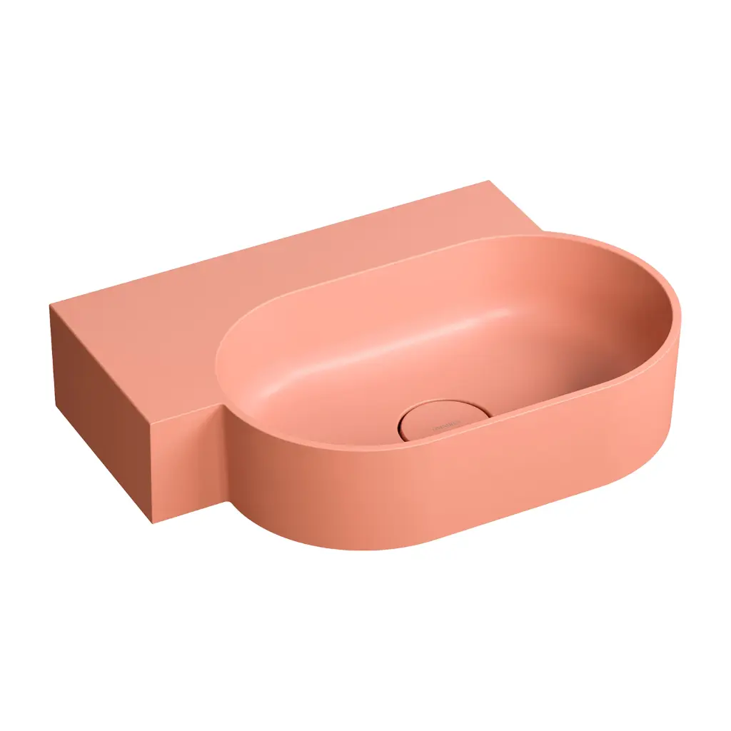 OVO M+ Aufsatz- und Wandwaschtisch - links,Coral matt (CO) 55 x 36 cm OVO555UWLCO