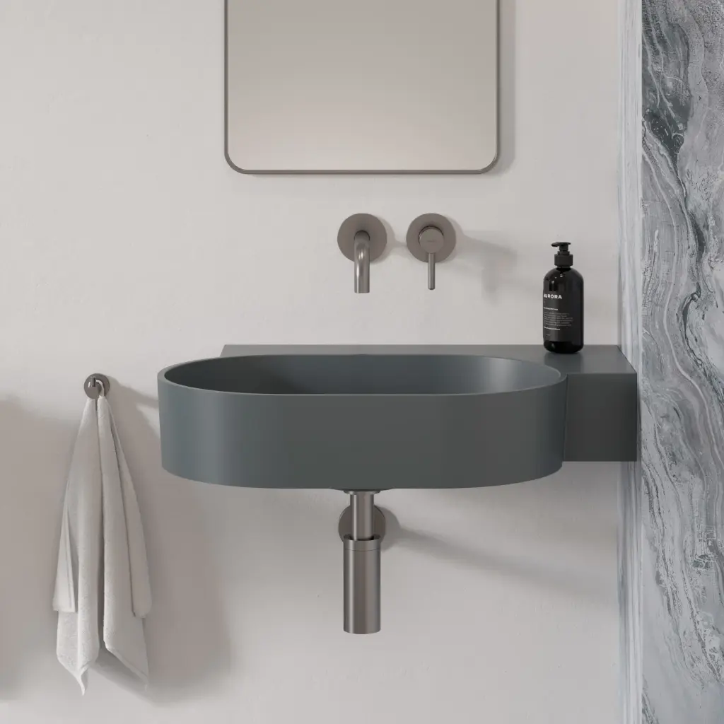 OVO M+ Aufsatz- und Wandwaschtisch - rechts,Ash grey matt (AG)64 x 44 cm OVO645UWPAG