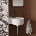 OVO M+ Aufsatz- und Wandwaschtisch - links,Weiß glänzend (BP)33 x 34 cm OVO335UWLBP