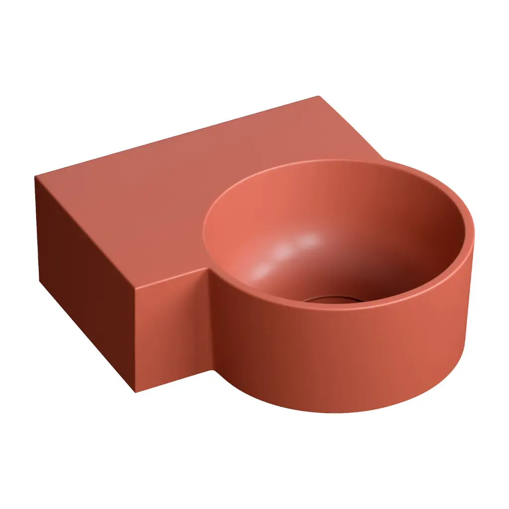 OVO M+ Aufsatz- und Wandwaschtisch - links,Terracotta matt (TE)33 x 34 cm  OVO335UWLTE