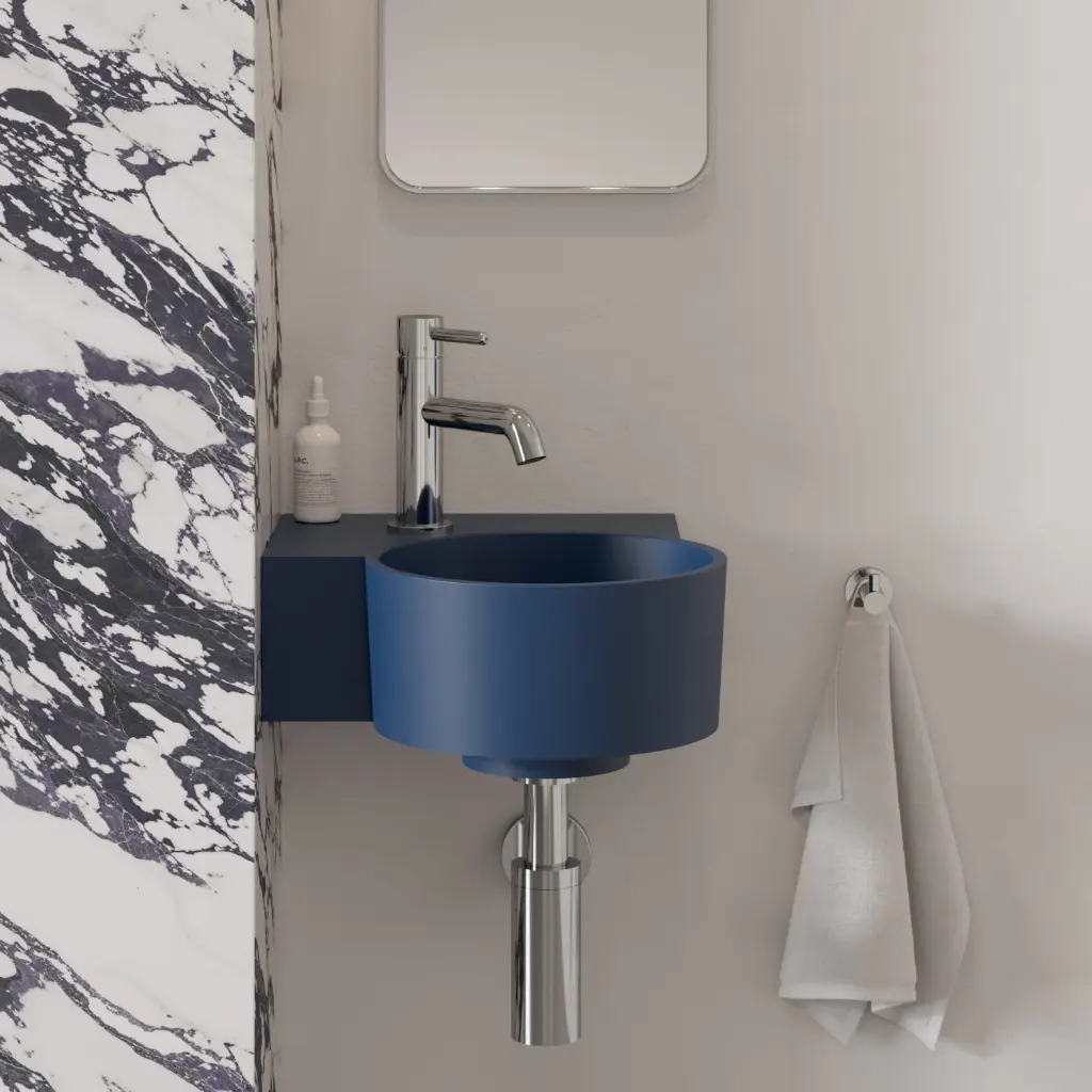 OVO M+ Aufsatz- und Wandwaschtisch - links,Midnight blue matt (MB)33 x 34 cm OVO335UWLMB