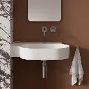 OVO M+Aufsatz- und Wandwaschtisch - links,  Weiß glänzend (BP)64 x 44 cm OVO645UWLBP