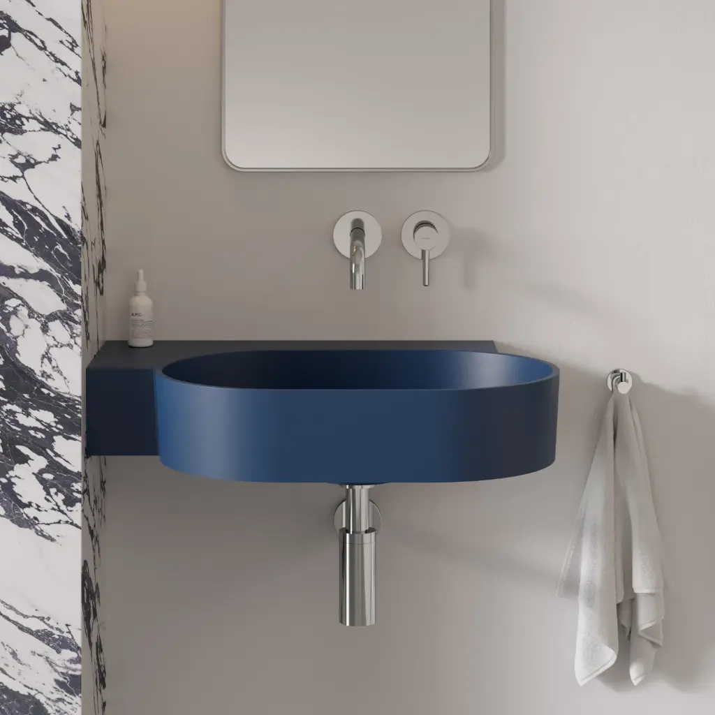 OVO M+ Aufsatz- und Wandwaschtisch - links,Midnight blue matt (MB)64 x 44 cm OVO645UWLMB