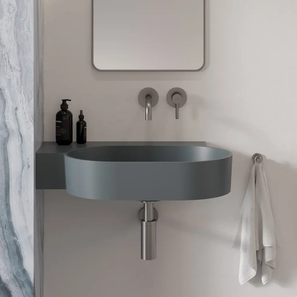 OVO M+ Aufsatz- und Wandwaschtisch - links,Ash grey matt (AG)64 x 44 cm OVO645UWLAG