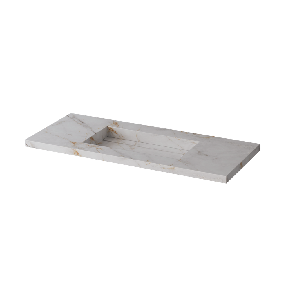 Integrierte Arbeitsplatte aus Feinsteinzeug von Lanic. Breite 61 cm. Storm White EL.061.C.W 