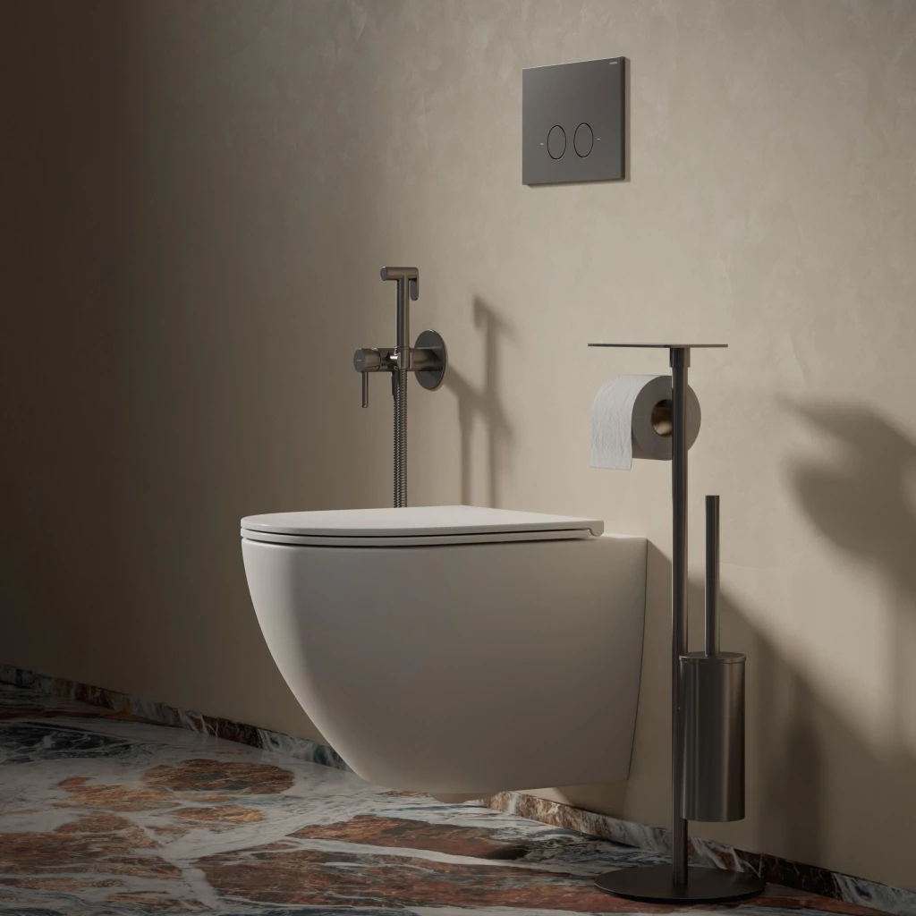  MODERN PROJECT Ständer für Papier- und Toilettenbürste mit Ablage Graphit gebürstet (GR) MP60820GR