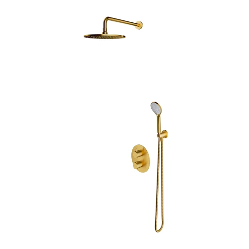 Y Unterputz-Duschsystem mit Thermostat Gold gebürstetet (GLB)