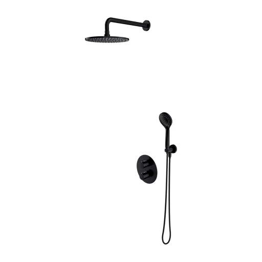 Unterputz-Duschsystem mit Thermostat Schwarz seidenmatt (BLH)