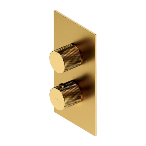Unterputz-Badewannen- und Duscharmatur mit Thermostat Gold gebürstetet (GLB)