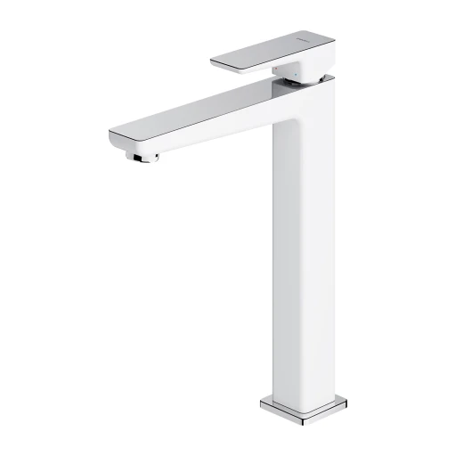 Parma Waschtischarmatur hoch Chrom / Weiß poliert (CRB)