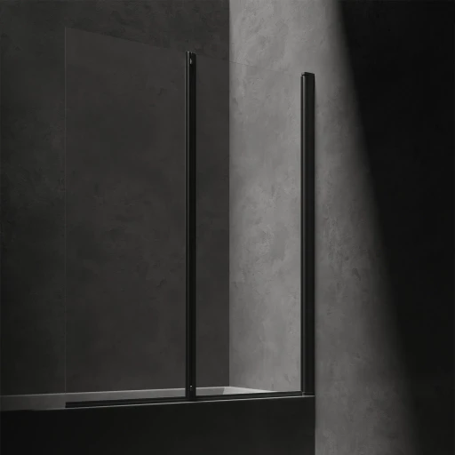 Kenton Zweiflügelige Badewannen-Duschwand, 120 cm Schwarz matt / klarglas (BLMTR) XHE20BLTR