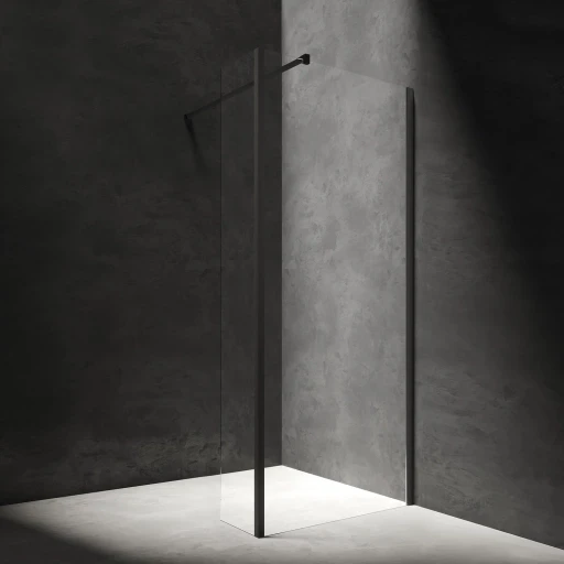 Marina Walk-in-Dusche, mit Seitenwand, 90 x 30 cm Schwarz matt / klarglas (BLMTR) MA9030BLTR