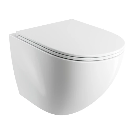 Ottawa Comfort WWand-WC mit WC-Sitz mit Absenkautomatik, 49 x 37 cm, Weiß matt (BM)