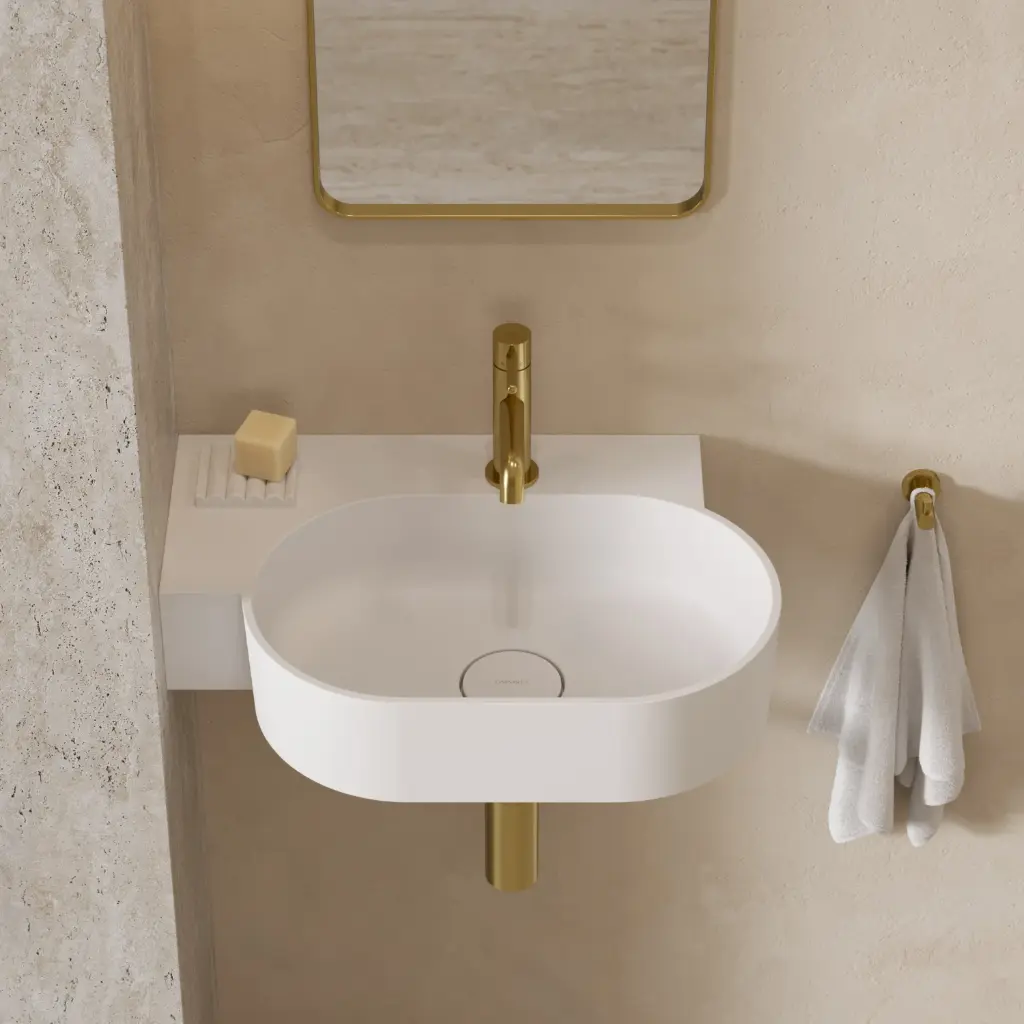 OVO M+ Aufsatz- und Wandwaschtisch - links,Weiß matt (BM) 55 x 36 cm OVO555UWLBM