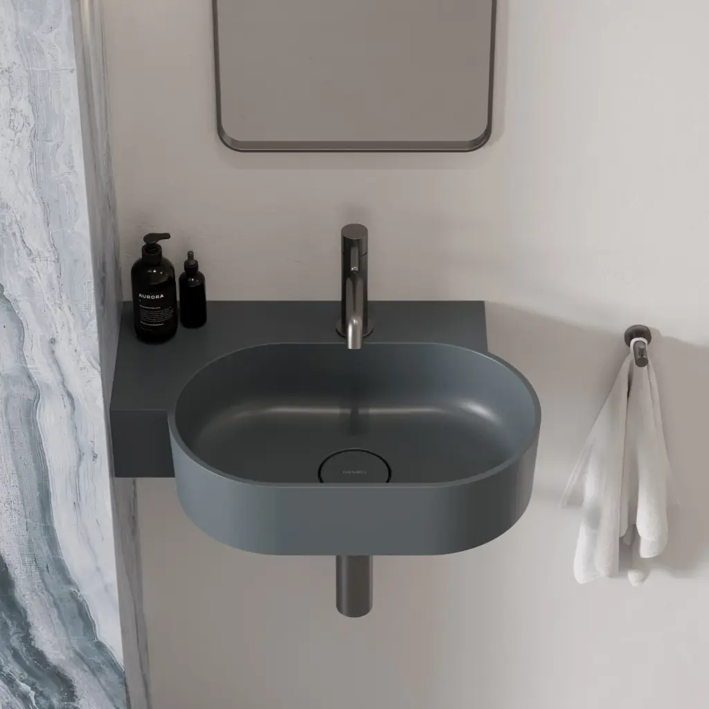 OVO M+ Aufsatz- und Wandwaschtisch - links,Ash grey matt (AG)55 x 36 cm OVO555UWLAG