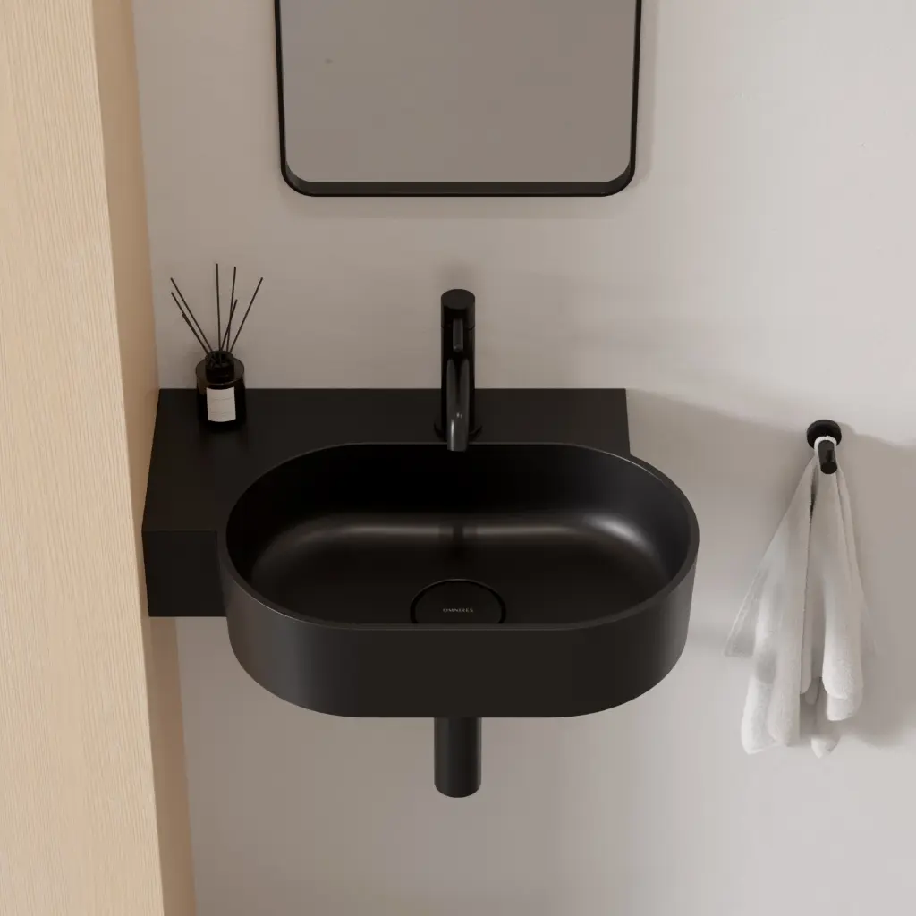 OVO M+ Aufsatz- und Wandwaschtisch - links,55 x 36 cm Black lava matt (BLV) OVO555UWLBLV