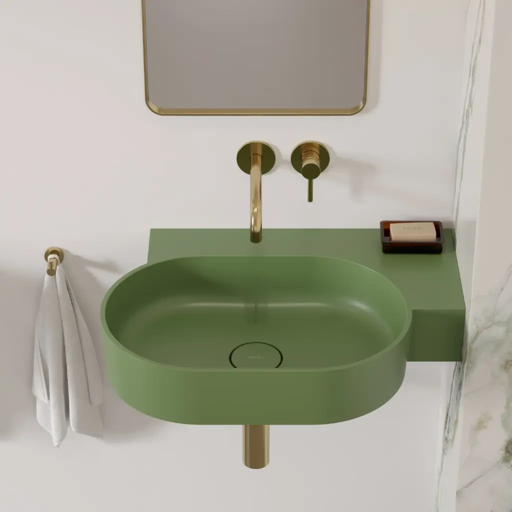 OVO M+ Aufsatz- und Wandwaschtisch - rechts,Olive matt (OL)64 x 44 cm OVO645UWPOL