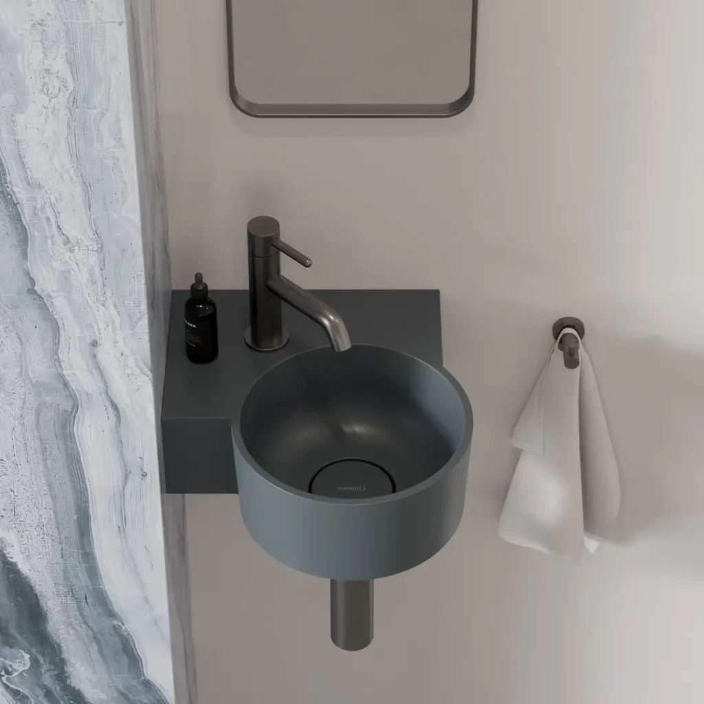 OVO M+ Aufsatz- und Wandwaschtisch - links,Ash grey matt (AG33 x 34 cm OVO335UWLAG