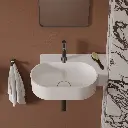 OVO M+ Aufsatz- und Wandwaschtisch - rechts,Weiß glänzend (BP) 55 x 36 cm OVO555UWPBP