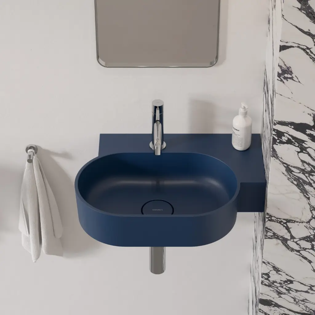 OVO M+ Aufsatz- und Wandwaschtisch - rechts,Midnight blue matt (MB)55 x 36 cm OVO555UWPMB