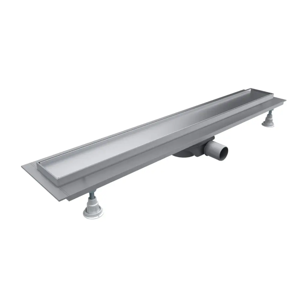 LOWFIX Duschrinne mit befliesbarer Blende, 100 cm Silber seidenmatt (SL) LOWFIX100TSL