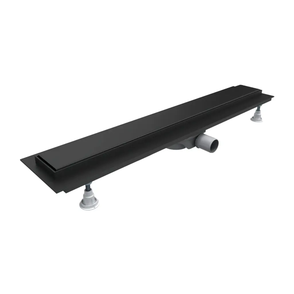 Lowfix Duschrinne mit Vollblende, 90 cm Schwarz seidenmatt (BLH) LOWFIX90GBL