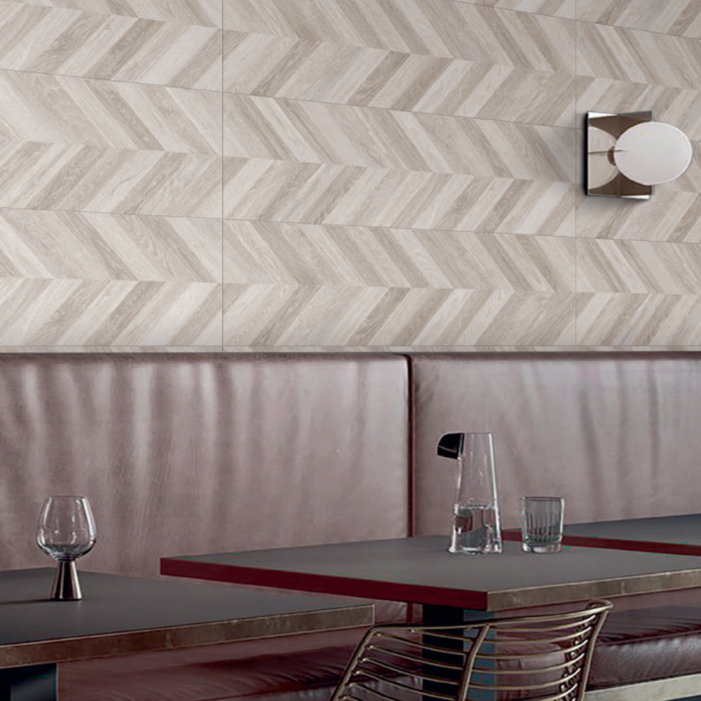 30x120cm Carving Chevron Grigio Matt 10mm