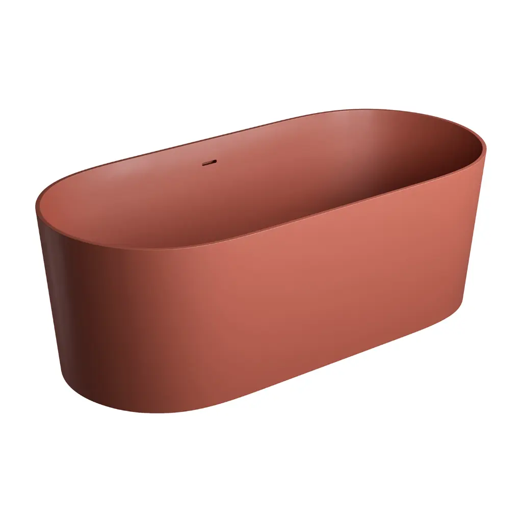 OVO M+ Freistehende Badewanne mit Überlauf, 160 x 75 cm Terracotta matt (TE) OVO160WWZPTE 