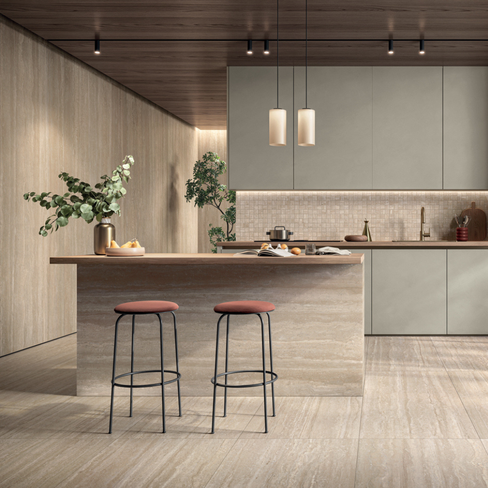  120x278cm Perpetual Ridge Travertino Cream Matt 6mm 