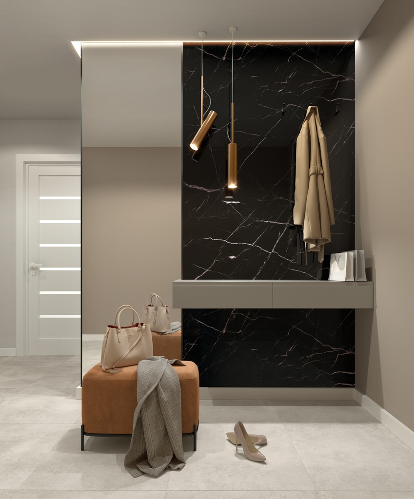 Vilo SPC Paneel 120x265 cm Hochglanz Calacatta Black 0,4 cm 
