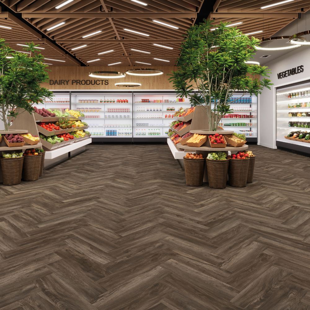 DESIGN 555 Evolut Herringbone 106 Mud Oak Click Vinyl 6,0mm/NS 0,55  63,0 cm x 12,6 cm 