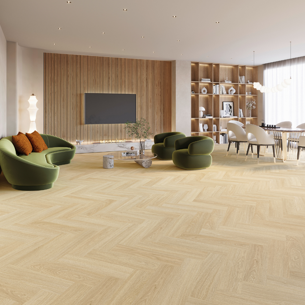 DESIGN 555 Evolut Herringbone 5101 Almond Oak Klebe Vinyl 2,5mm/NS 0,55  63,2 cm x 15,8 cm  