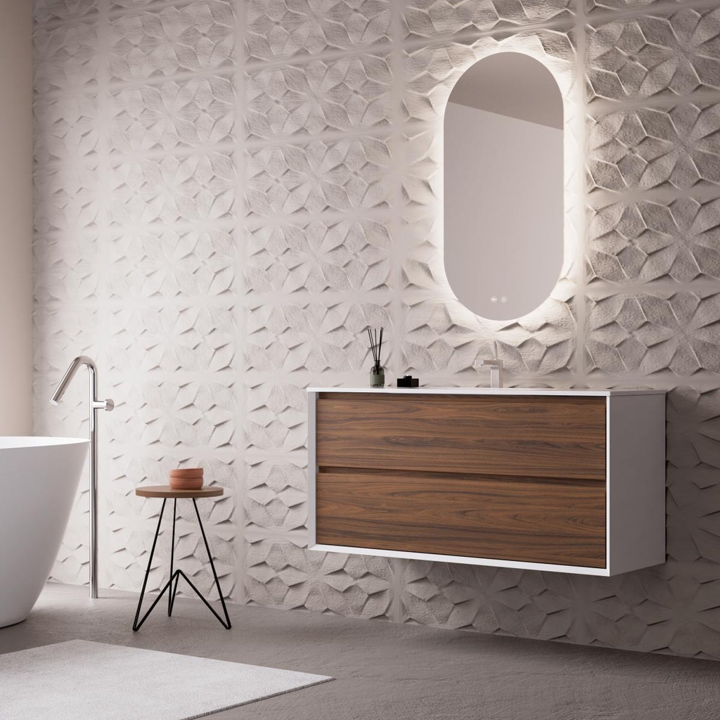 Schrank „Tablero Marino COOL“, 100 x 45 x 54 cm, 2 hängende Schubladen, mattweiß/Nussbaum CL.100.WNOGAL
