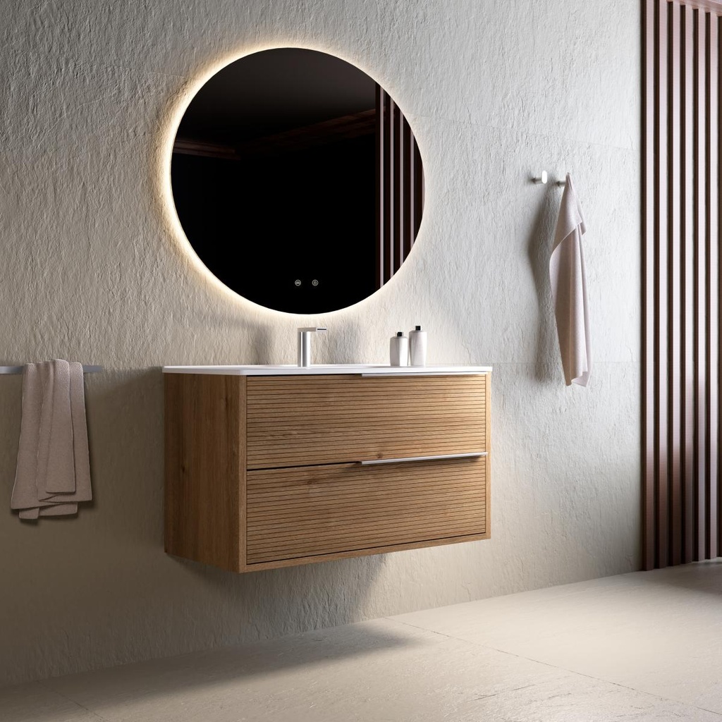 Schrank LISTELLO 80 x 45 x 54 cm. 2 hängende Schubladen mit Griff aus gebürsteter Gold TA080.G 