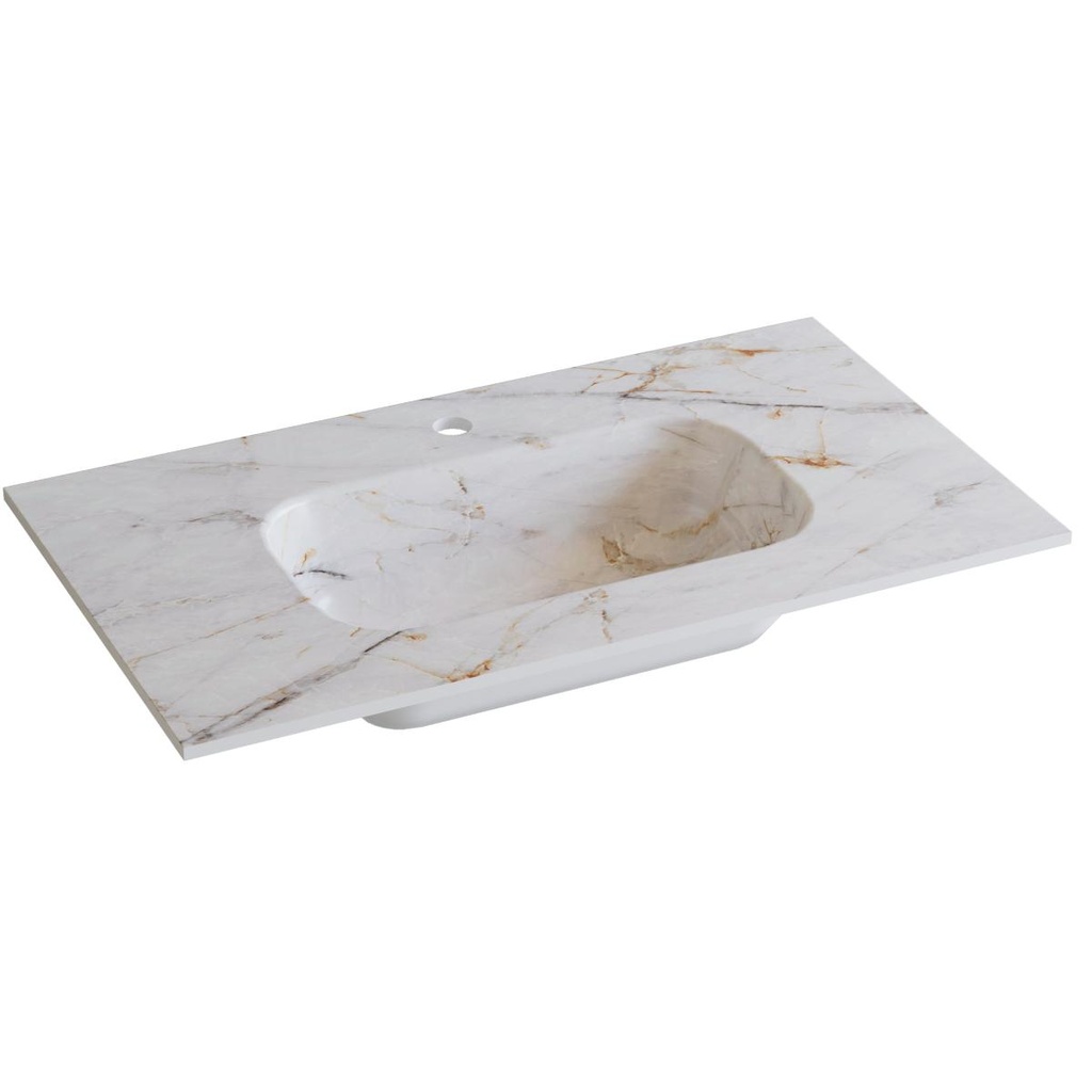 Integrierte Arbeitsplatte aus Feinsteinzeug von Lanicor. Breite 61 cm. Storm White ELR061.W