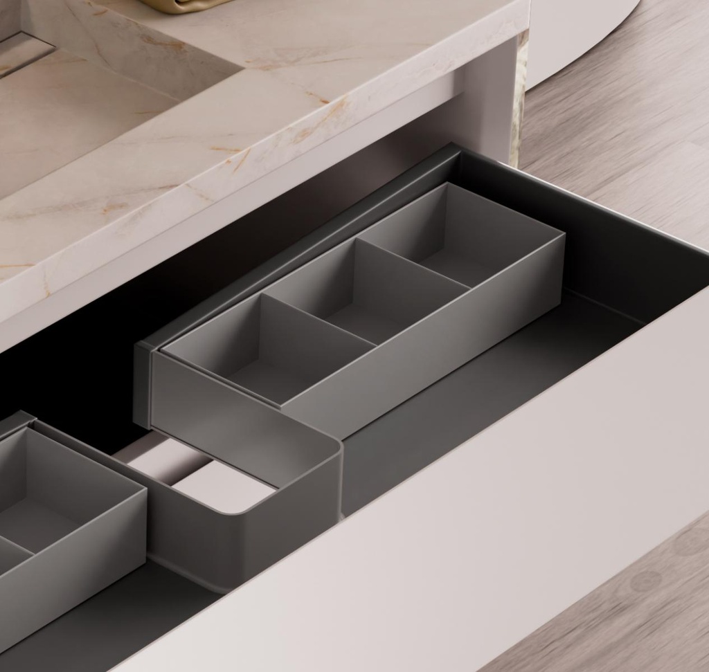 DRAWBOX Schubladenorganizer mit Trennwänden 32 x 11 x 6 cm. Ausführung: Anthrazit