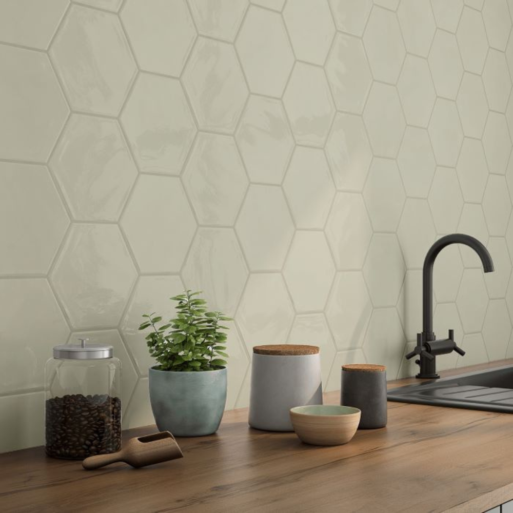15x17,5cm ARTISAN Hexagon Olive Glossy 9mm