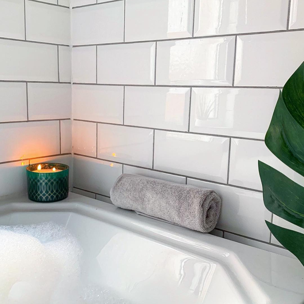 10x20cm BEVELLED White Glossy 7mm 