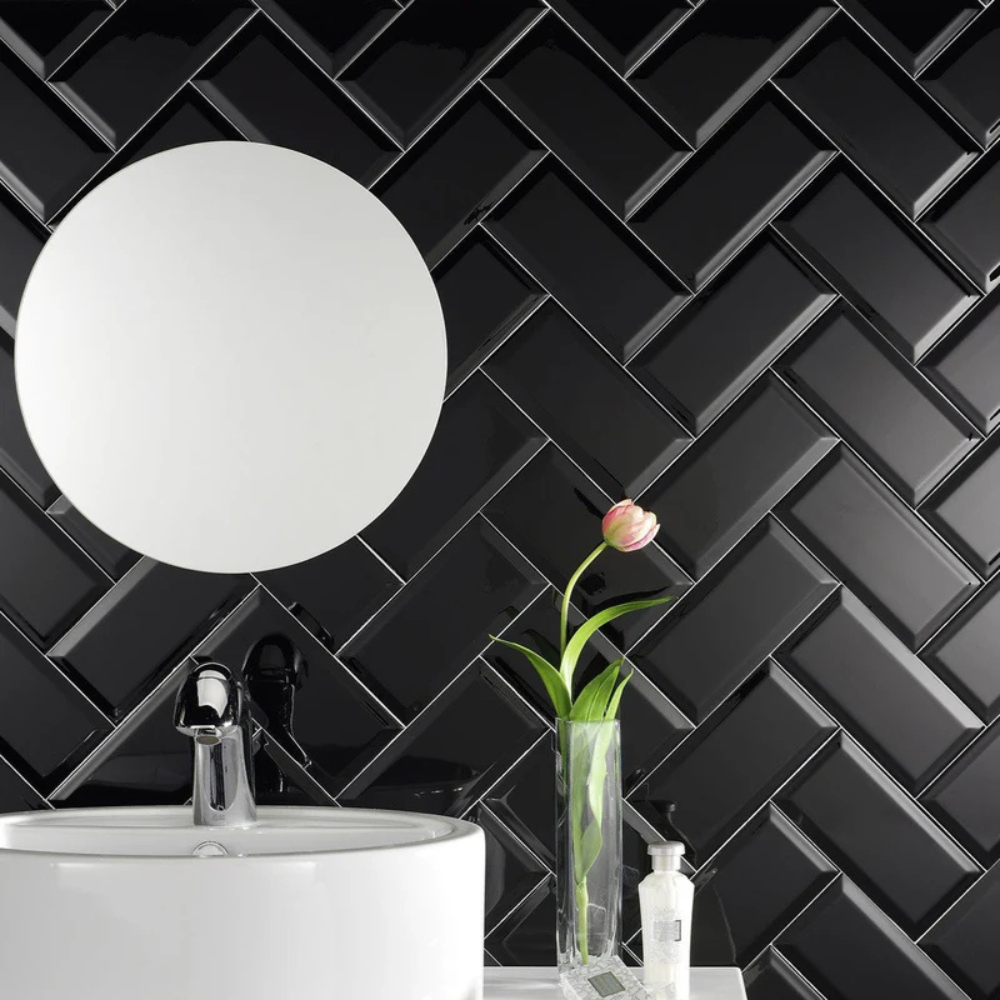 BEVELLED Black Glossy 10x20cm