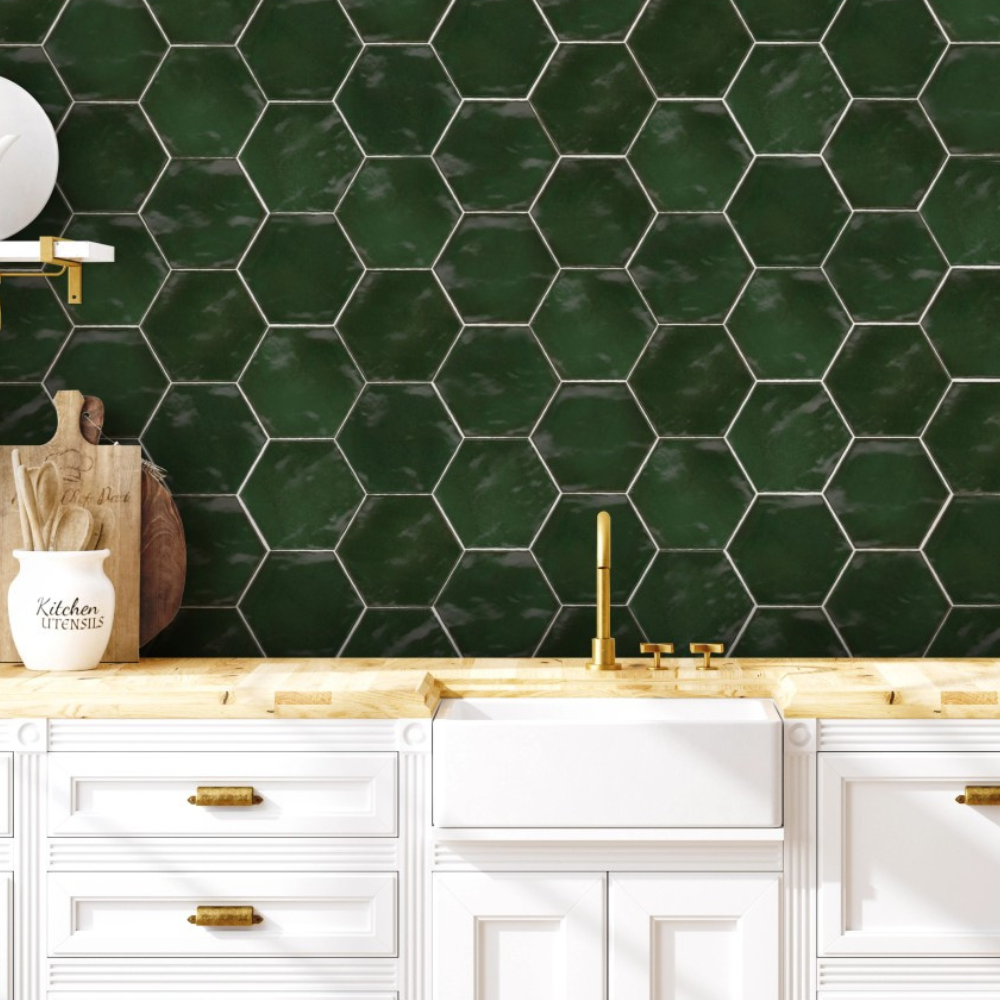 15x17,5cm ANTIC Hexagon Moos Glossy 9mm